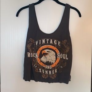 Vintage Graphic Tank with Ruffle Back